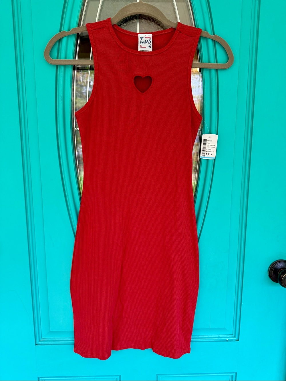 Red Heart Cutout Fitted Dress